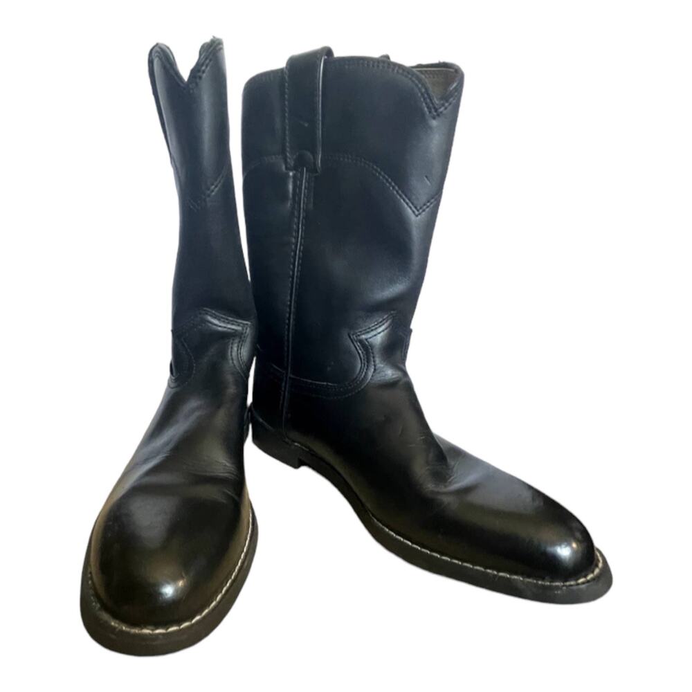 SKU 1614 Justin Men's Western Cowboy Boots Size 7.5B Black Roper JB3000